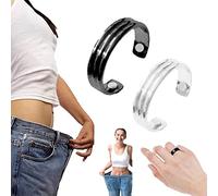 Anneau magnétique thérapeutique pour drainage lymphatique, anneau magnétique en cuivre, ouverture réglable, bague détox lymphatique pour homme et femme (#B, argent + noir)