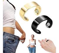 Anneau magnétique thérapeutique pour drainage lymphatique, anneau magnétique en cuivre, ouverture réglable, bague détox lymphatique pour homme et femme (#A, doré + noir)