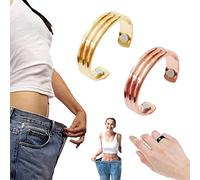 Anneau magnétique thérapeutique pour drainage lymphatique, anneau magnétique en cuivre, ouverture réglable, bague détox lymphatique pour homme et femme (#B, or rose + or)