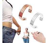 Anneau magnétique thérapeutique pour drainage lymphatique, anneau magnétique en cuivre, ouverture réglable, bague détox lymphatique pour homme et femme (#B, or rose + argent)