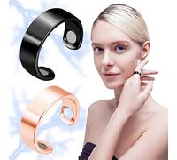 Anneau magnétique thérapeutique pour drainage lymphatique, élégant anneau de thérapie magnétique en titane, bague de contrôle de la glycémie, bague magnétique élégante en cuivre pur (2 pièces-C)