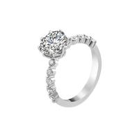 Anneau Metallique Alliance Femme 60 Argent Or Blanc 18 Carats Moissanite Rond avec Moissanite Mère pour Mère Thanksgiving Bijoux