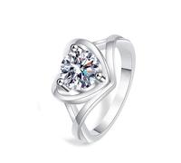 Anneau Metallique Bague de Fiancaille Argent Or Blanc 14 Carats Diamant de Laboratoire Cœur Infini avec Pierre Précieuse Taille Épouse pour Sœur Cocktail Bijoux