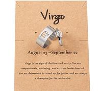 Anneau moderne everywhere Bague Constellation du zodiaque en acier inoxydable pour Couple femmes hommes bague de déclaration ouverte amitié BBF anniversaire bijoux cadeau 2 pièces (L, One Size)