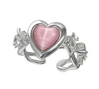 Anneau moderne everywhere Épine coeur bague rose opale pêche coeur bijoux anneau ouvert femme Design haut de gamme cadeau tendance ouvert pêche coeur réglable anneau (One Size)