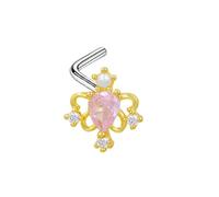 Anneau Nez Acier Chirurgical, 1pcs 20G Piercing Nez Septum Tige Segment Cartlidge Helix Daith Conch Bijoux Couronne ornée d'un zircon cubique en forme de goutte d'eau, Or rose, Style 3, 0.8x7mm