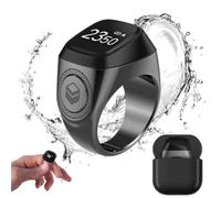 Anneau numérique musulman avec boîte de chargement, anneau Tasbih intelligent avec écran OLED et compteur de doigts, rappel de vibration de 5 temps de prière, compteur de clics Tasbih, rappel de prièr