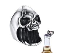 Anneau Ouvre Bouteille - Bague Skull Punk, Accessoire Gothique, Bijou Biker Vintage Rock, Cadeau Créatif | Anneau Ouvre Bouteille Skull Punk Bijou Gothique Vintage Biker Pour Fête Soirée C
