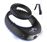 Anneau pénien vibrant avec stimulateur du périnée - Anneau en silicone avec 10 modes de vibration, amplificateur d'érection masculin, jouet sexuel pour couples