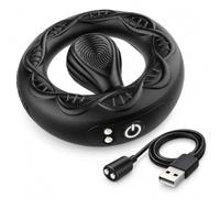 Anneau Pénien Vibrant Connecté pour Homme et Couple, Contrôle par Application Bluetooth, 9 Modes de Vibration, Silicone Souple Texturé, Recharge Magnétique USB, Noir