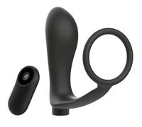 Anneau Pénis avec Télécommande Plug Anal Noir Rechargeable