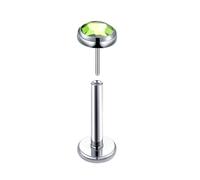 Anneau Piercing Titane, 1pcs 20G Helix Tragus Conch Cartilage Piercing Oreille Studs Bijoux avec zircon cubique rond vert, Vert argenté, 0.8x6mm