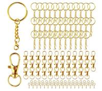 Anneau Porte Clé Attache Porte avec Chaîne Mousqueton Clé Lot Crochet Porte Clef Kit Boucle Keychain pour Diy Bricolage Bijoux Support Perle Porte Clé Sacs Décor Doré，105Pcs