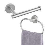 Anneau Porte-Papier/Serviette, Eolax Nickel Brossé Accessoires de Salle de Bains, Porte-Rouleau Perforé et Porte-Serviette en Aen Acier Inoxydable, Fixation Murale, 2 Pièces