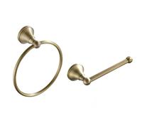 Anneau porte-serviette 2 en 1 en laiton antique et barre porte-serviettes en papier vintage au design rond élégant accessoires de salle de bain décoration d'intérieur classique et élégant