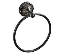 Anneau porte-serviette en laiton noir antique, anneau rond en laiton antique, motif exquis sculpté, support mural pour salle de bain