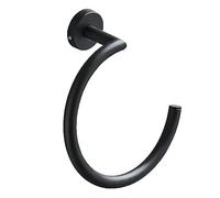 Anneau porte-serviette mural élégant en acier inoxydable demi-rond noir idéal pour les serviettes et les gants de toilette dans les salles de bain de style nordique