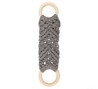 Anneau porte-serviettes chic en coton avec détails en bois - Une façon élégante de garder votre cuisine ou votre salle de bain organisée (gris)