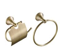 Anneau porte-serviettes en laiton antique et porte-serviettes en papier 2 en 1 rond design vintage décoration d'intérieur accessoires de salle de bain finition antique classique