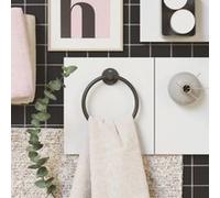 Anneau porte-serviettes mural en métal noir mat pour salle de bains, Grohe Quickfix