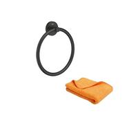 Anneau porte serviettes Start noir mat + microfibre