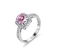 Anneau réglable, anneaux sterling femmes 925 gros carré carré rond Moissanite rose anneaux réglables doubles couches sterling riches anneaux de fiançailles cadeaux pour hommes