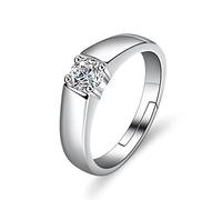 Anneau réglable, anneaux sterling femmes 925 Round Zircon blanc anneaux réglables simples Anneau de robe sterling anneaux de robe de fiançailles Cadeaux d'anneau de fiançailles pour hommes