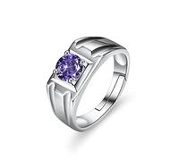 Anneau Réglable,Bagues en Argent Sterling 925 Zircon Violet Bagues Réglables Mode Grosse Bague Solide Bague pour Hommes Bagues Habillées Bague De Fiançailles Cadeaux pour Hommes Bague pour Homme
