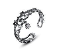 Anneau réglable pour femmes - étoile double couche avec coiffe de pendentif anneau de doigt ouvert, anniversaire de diamant simulé CZ, bijoux pour femmes pour filles