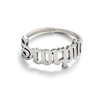 Anneau réglable pour les femmes, argent douze constellations Scorpio Lettres ajustives ouvertes anneau de queue