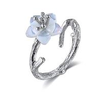 Anneau réglable pour les femmes, s sterling silversilver vintage naturel sakura branche charme ajusté ouvert anneau de queue