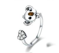 Anneau Réglable,S925 Sterling Silver Koala Bague Réglable Anneaux Mode Anneau Ouvert Argent Pouce Anneau Éternité Anneau Charme De Mariage Bijoux Cadeaux pour Hommes Filles Dames