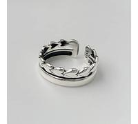 Anneau Réglable,S925 Sterling Silver Love Coeur Double Couche Bague Anneaux Réglables Lumière Luxe Anneau Ouvert Argent Pouce Anneau Éternité Anneau Charme De Mariage Bijoux Cadeaux pour Hommes