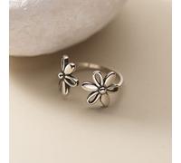 Anneau Réglable,S925 Sterling Silver Six Pétale Fleur Anneau Bagues Réglables Rétro Ouvert Anneau Argent Pouce Anneau Éternité Anneau Charme De Mariage Bijoux Cadeaux pour Hommes Filles Dames