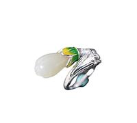 Anneau réglable, ssterling magnolia fleur anneau vert anneaux réglables Rétro index de mode Ring à l'éternité Banne de mariage