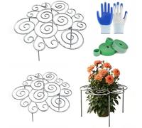 Anneau Support Plantes Métal Décoratif, Cage Fleurs Robustes Antirouille, Piquet Plante Empilable Croissance Traversante pour Pivoines Dahlias, Support Croissance Verticale (M(1PCS))