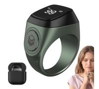 Anneau Tasbih Intelligent, Anneau numérique Musulman avec écran OLED, Compteur de Doigts Tasbih Tally Clicker, Rappel de Vibration de 5 Temps de prière, Rappel de Compteur de prière (Color : Green,