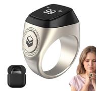 Anneau Tasbih intelligent, anneau numérique musulman avec écran OLED, compteur de doigts Tasbih Tally Clicker, rappel de vibration de 5 temps de prière, rappel de compteur de prière ( Color : Silver ,