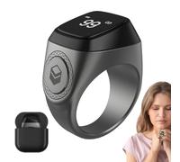 Anneau Tasbih intelligent, anneau numérique musulman avec écran OLED, compteur de doigts Tasbih Tally Clicker, rappel de vibration de 5 temps de prière, rappel de compteur de prière ( Color : Black ,