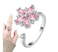 Anneau Tournant - Métal Réglable | Bague Fidget | Anneaux Tournants De Conception De Fleurs | Anneaux Sensoriels Anti-Stress, Anneauxs Ouverts Réglables, Bijoux Fidget Pour Maman, Petite Amie Et Fille