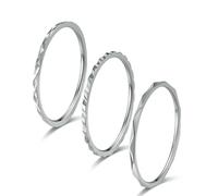Anneau unique de 1 mm ensemble de trois pièces combinaison anneau en acier titane empilé, ensemble d’anneaux de queue pour femmes, bijoux de mode de luxe légers