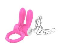 Anneau Vibrant en Silicone avec Oreilles de Lapin pour Stimulation du Point G - Jouet Adulte pour Couples, Étanche et Silencieux