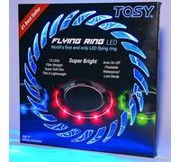 Anneau volant TOSY - LED multicolores ou 12 LED mono, lumineux, mode perdu, allumage automatique, sûr et doux, étanche, frisbee léger, cadeau d'anniversaire, de camping pour garçon/fille/enfant