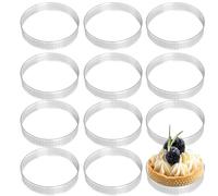 Anneaux à muffins anglais | Anneaux à tarte 12 pièces Crumpet 3, 2 '' cuisson de gâteau antiadhésif anneau de tarte perforé mousse en acier inoxydable pour la cuisson tartes croustillantes au desse