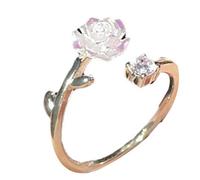 Anneaux À Réglage Réglable Floral Léger Zircone Rose Rose Bijoux En Alliage Pour Les Femmes Gift Bridal Polderal Accessory Fashion Foot Forw