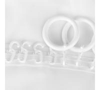 Anneaux avec crochet blanc Ø28mm, pour tringles à rideaux jusqu'à 16mm (set de 20)