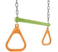 Balançoire trapèze avec anneaux pour enfants de 3 à 10 ans | Barre de trapèze pour aire de jeux extérieure avec anneaux de gymnastique et cordes réglables | Fixation de balançoire pour arrière-cour et