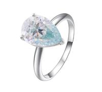 Anneaux Bijoux Femme Bague 55 Argent Or Blanc 9 Carats Moissanite Goutte D'Eau avec Moissanite 3 Carats Lesbienne pour Tante Nouvel An Bijoux