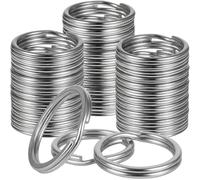 Anneaux Brisés en Fer Nickelé 25mm - Lot de 100 Pièces, Anneaux Porte-Clés Résistants, Finition Nickelée Anti-Rouille, Idéal pour Porte-Clés, Artisanat, Bijoux et Organisation, Anneaux Ronds Solides