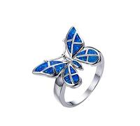Anneaux Crochets Bijoux anneaux de zircon femmes tendance Full Butterfly Ring Ladies Jewelry Rings for Women taille 5 11 Présentoir Cadeaux Bagues (Blue, 8)